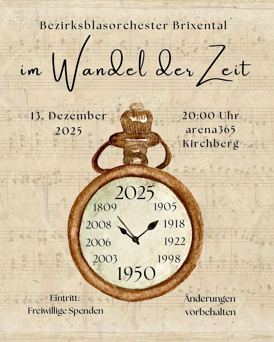Plakat Bezirksblasorchester Brixental 2025